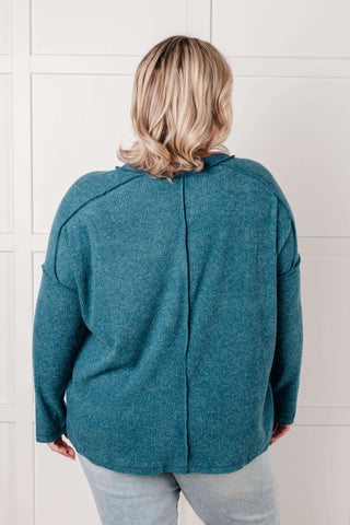 Simply Basic Ribbed Hacci Sweater in Teal - 1985 the VAULT Boutique