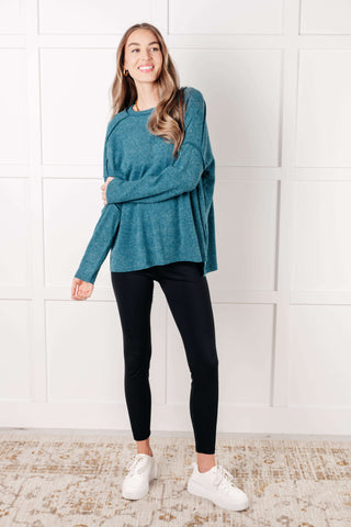 Simply Basic Ribbed Hacci Sweater in Teal - 1985 the VAULT Boutique