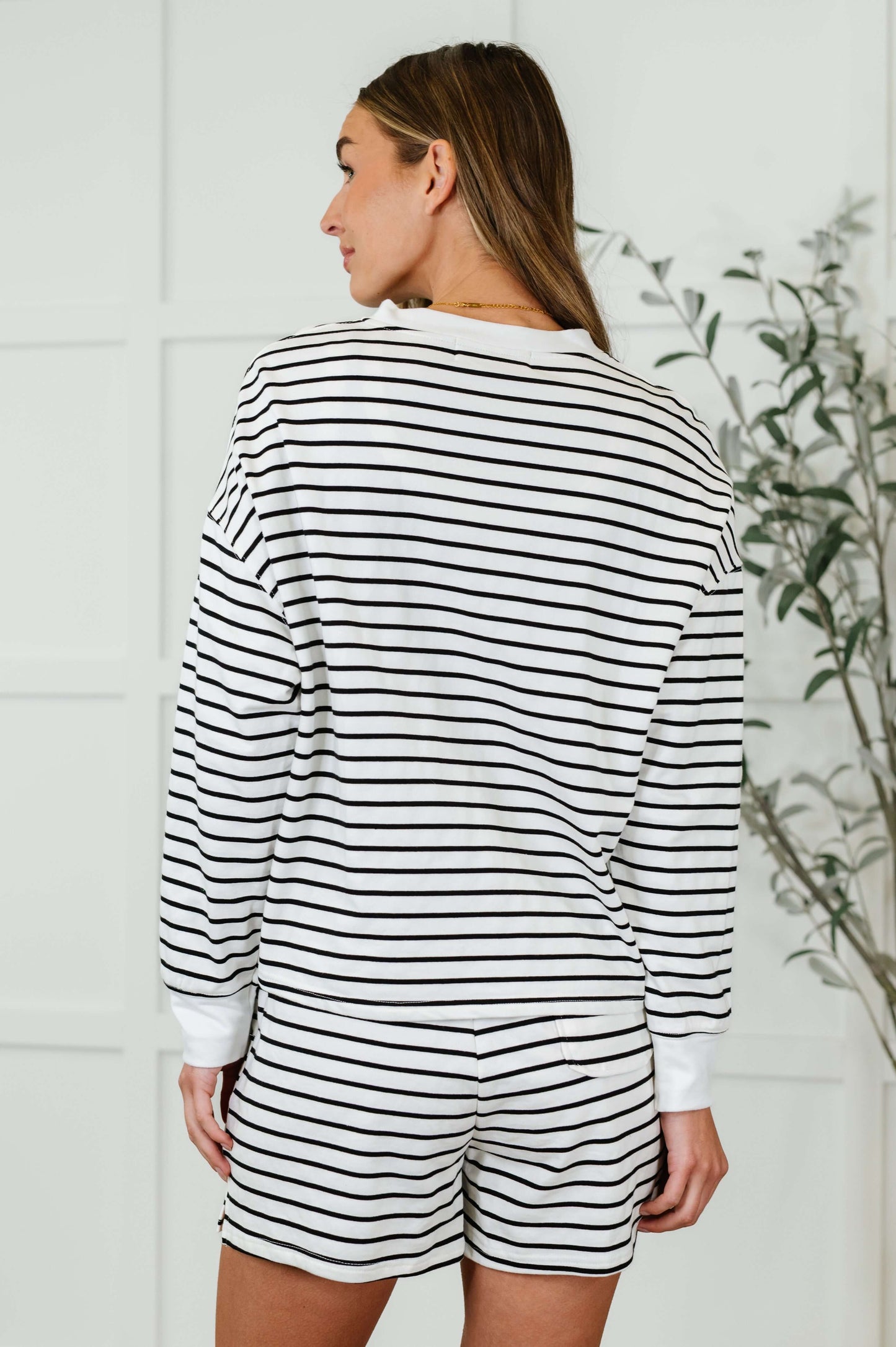 Situationally Sound Striped Long Sleeve Top and Shorts Set
