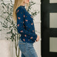 Something in the Air Lettuce Hem Longsleeve Top in Navy
