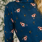 Something in the Air Lettuce Hem Longsleeve Top in Navy
