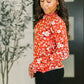 Somethings in the Air Lettuce Hem Longsleeve Top in Vermillion