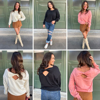 Bow Back Sweatshirt in Three Colors - 1985 the VAULT Boutique