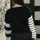 Striped Simplicity Color Block Relaxed Pullover