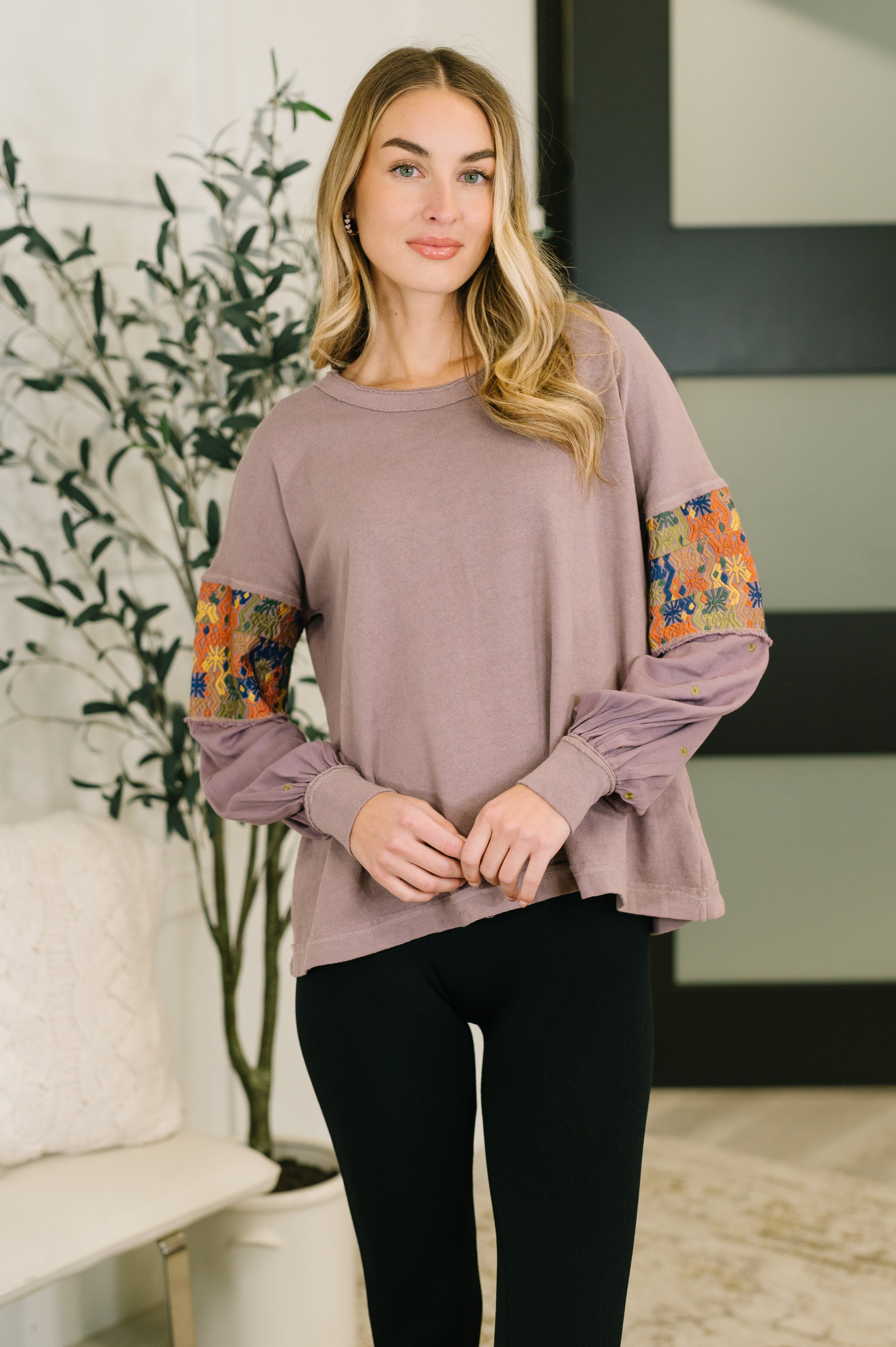 Subtle Breeze Floral Patchwork Pullover