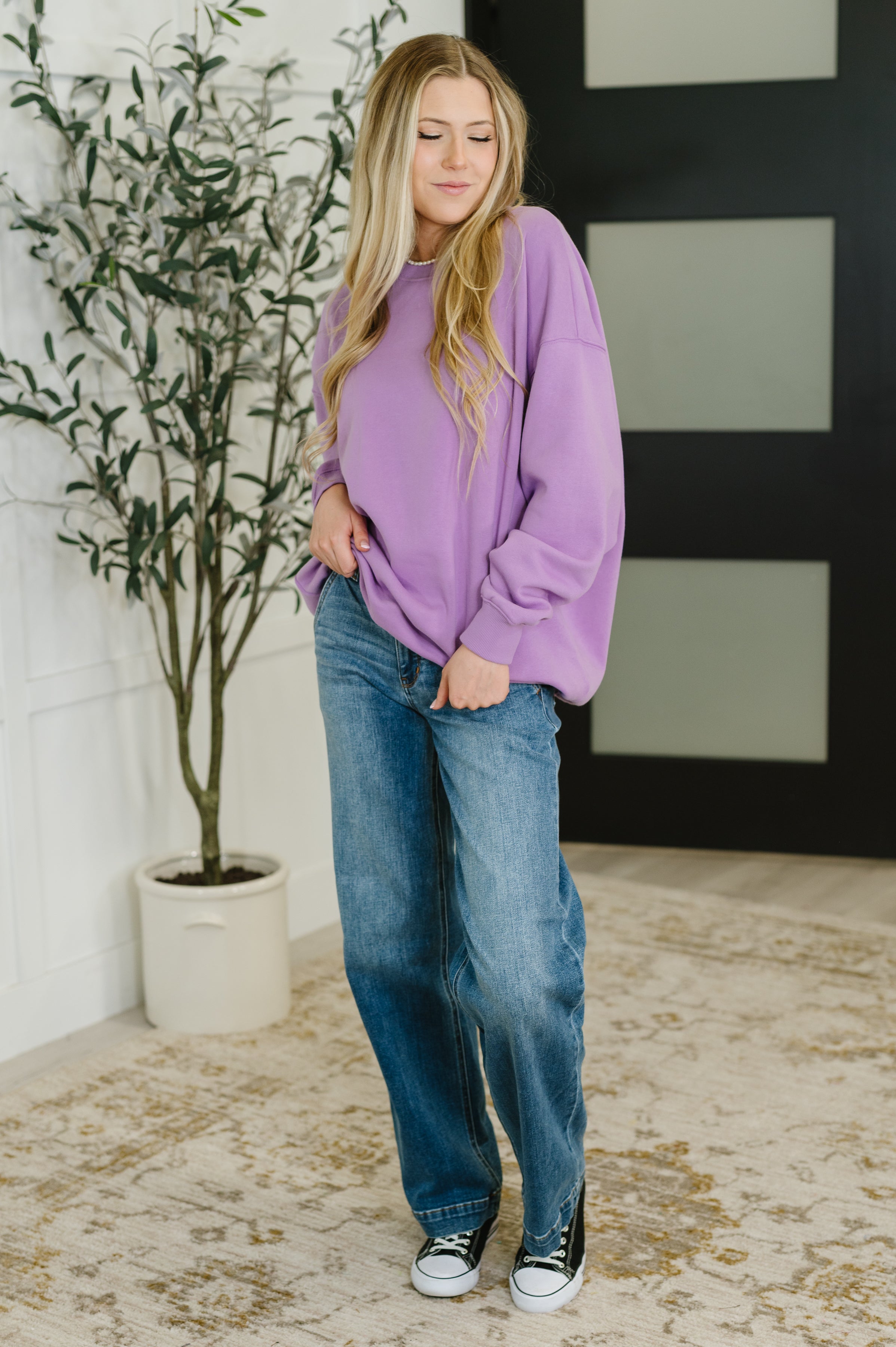 Sunday Snug Relaxed Pullover in Lavender