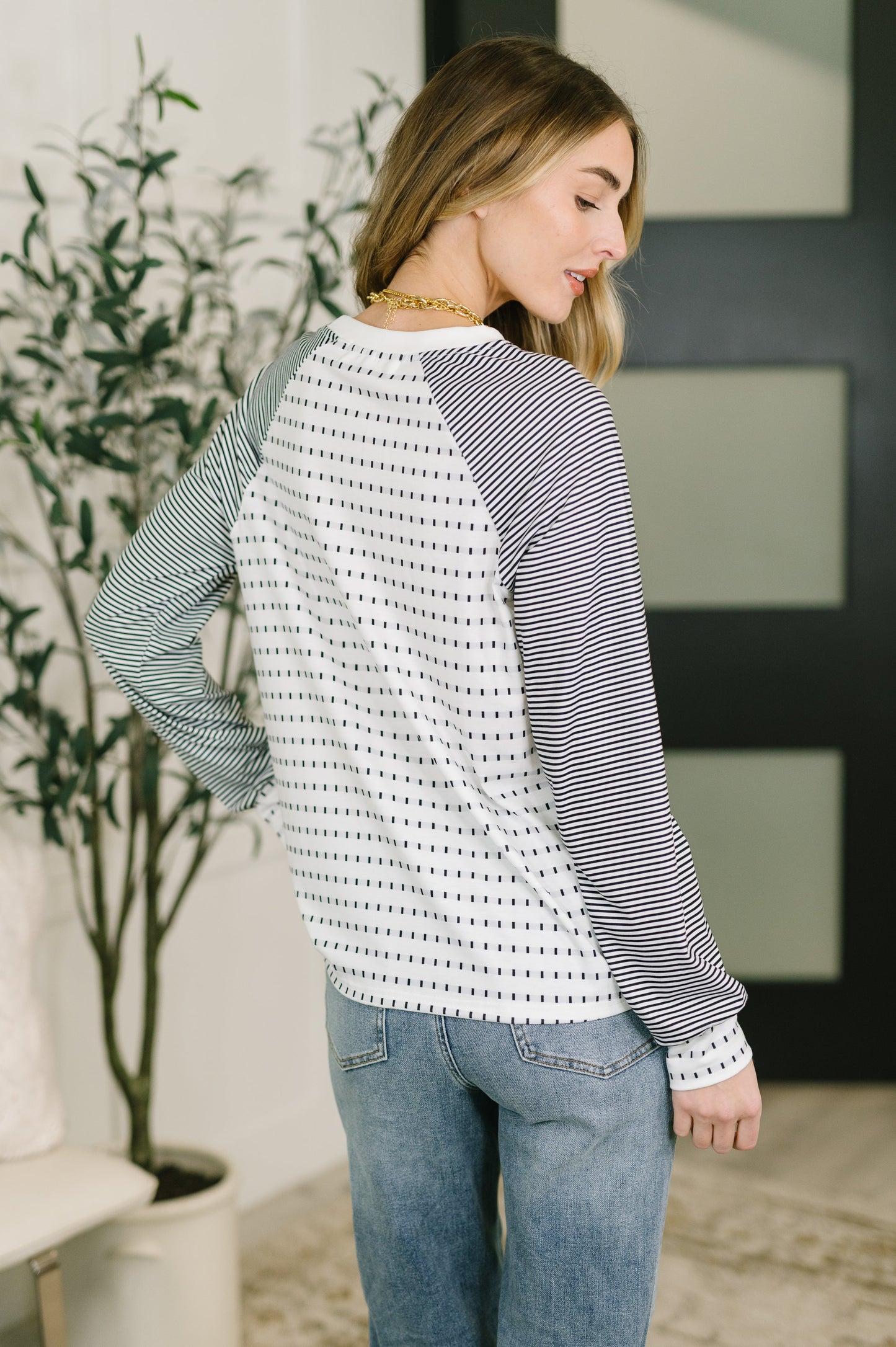 That's What I Like Raglan Patchwork Long Sleeve Top