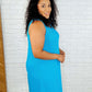 The Power I Hold V-Neck Ribbed Knit Dress in Aqua Glow