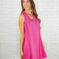 The Power I Hold V-Neck Ribbed Knit Dress in Fuchsia