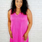 The Power I Hold V-Neck Ribbed Knit Dress in Fuchsia