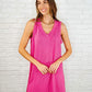 The Power I Hold V-Neck Ribbed Knit Dress in Fuchsia