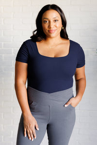 They're Not Like Us Square Neck Bodysuit in Navy - 1985 the VAULT Boutique