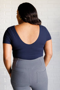 They're Not Like Us Square Neck Bodysuit in Navy - 1985 the VAULT Boutique