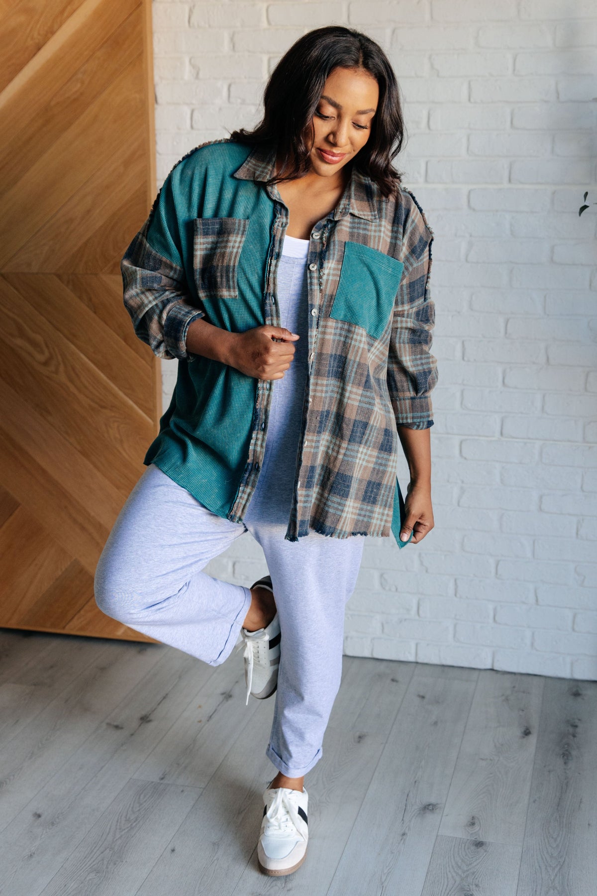 Tied for Time Thermal Plaid Button Up - 1985 the VAULT Boutique