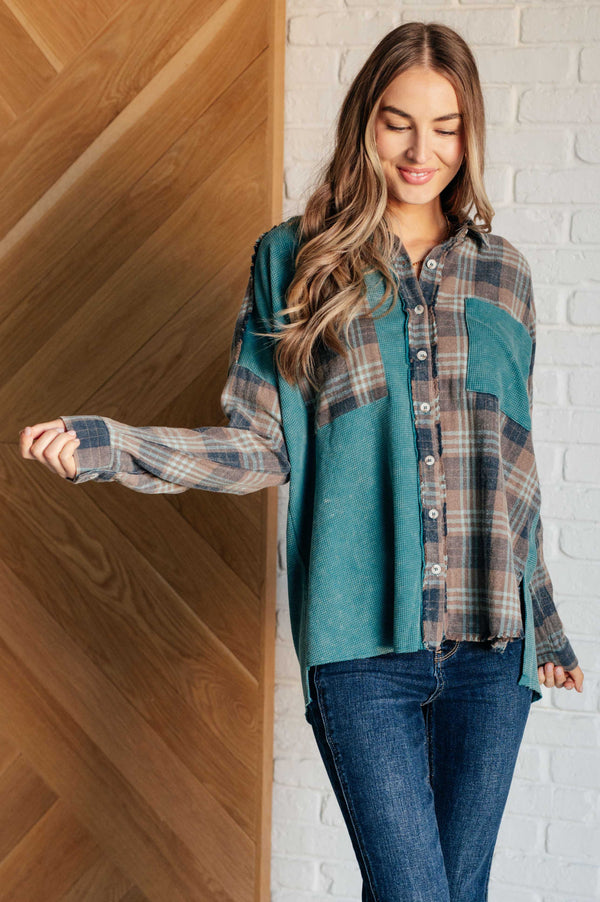 Tied for Time Thermal Plaid Button Up - 1985 the VAULT Boutique