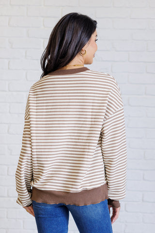 Too Good to be True Striped Drop Shoulder Top in Brown - 1985 the VAULT Boutique