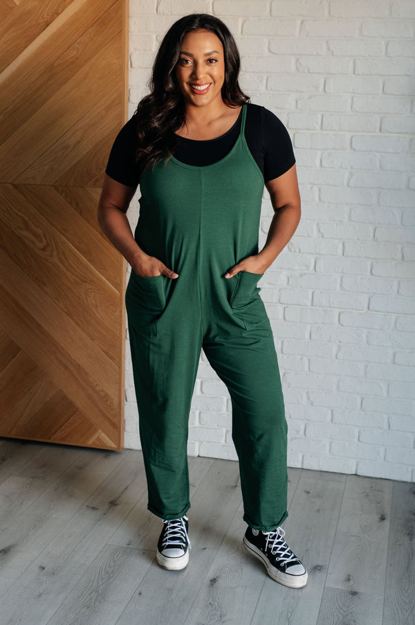 Totally Me Spaghetti Strap Jumpsuit in Dark Green - 1985 the VAULT Boutique