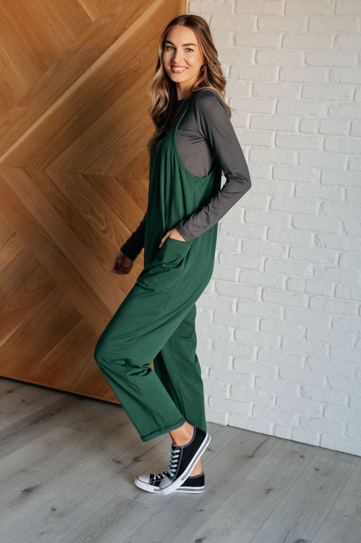 Totally Me Spaghetti Strap Jumpsuit in Dark Green - 1985 the VAULT Boutique