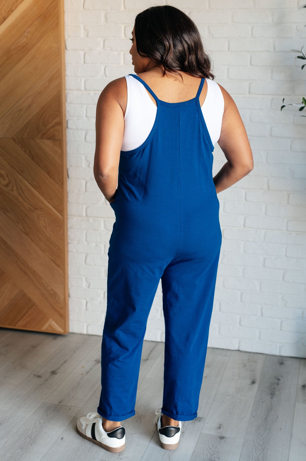 Totally Me Spaghetti Strap Jumpsuit in Light Navy - 1985 the VAULT Boutique