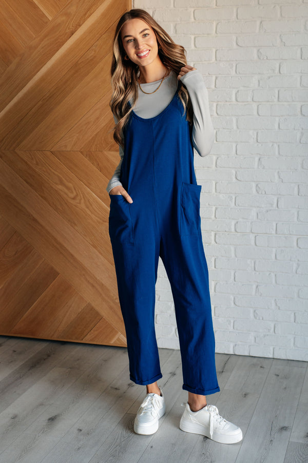 Totally Me Spaghetti Strap Jumpsuit in Light Navy - 1985 the VAULT Boutique