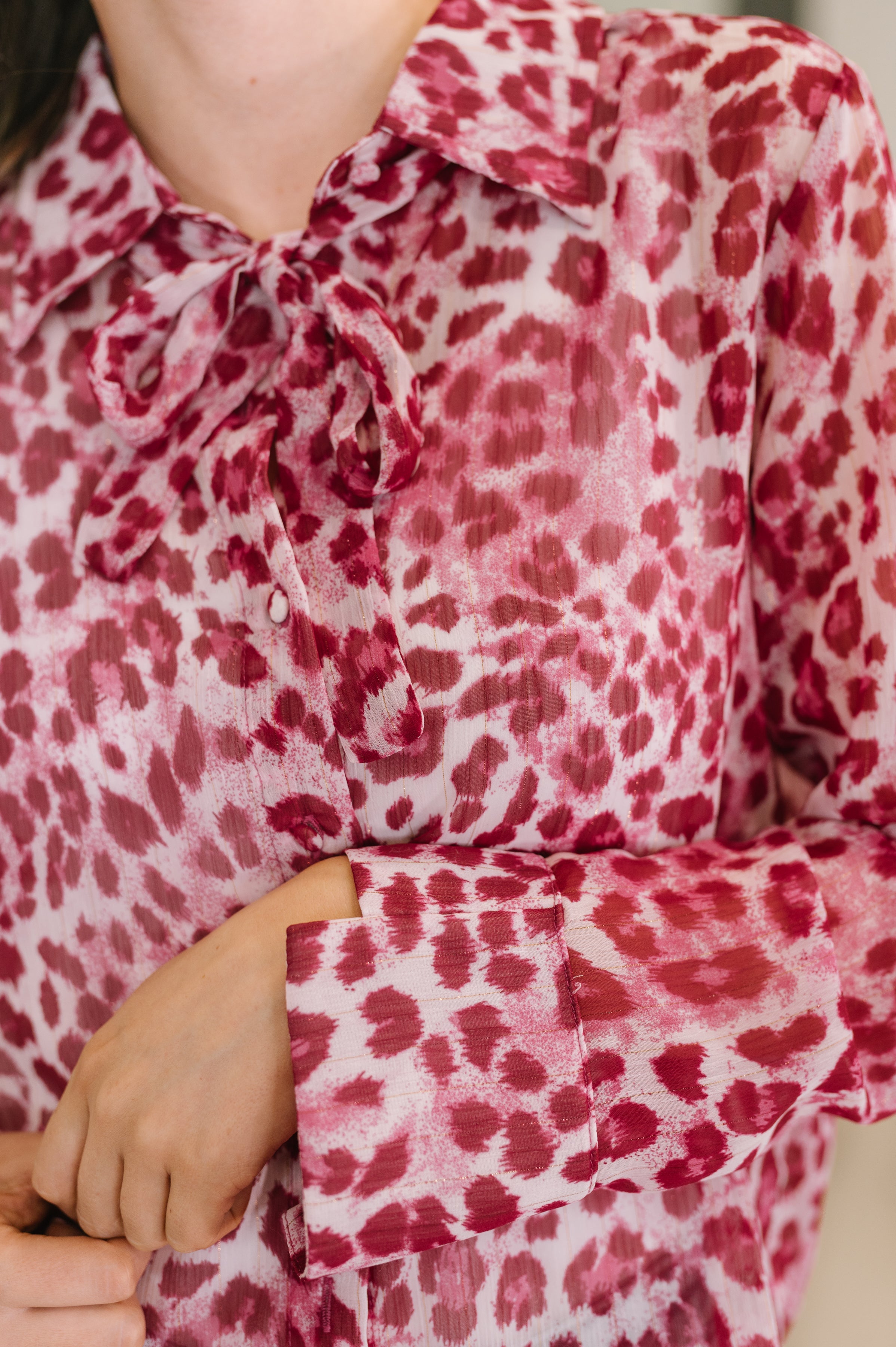 Totally Not Dramatic Leopard Print Button Down in Hot Pink