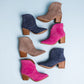 Twilight Studded Heeled Ankle Boot in Denim - 1985 the VAULT Boutique
