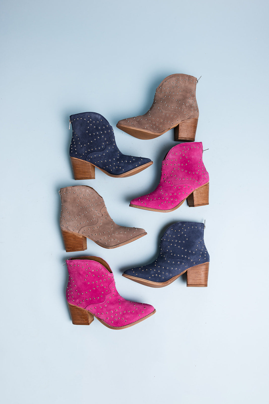 Twilight Studded Heeled Ankle Boot in Denim - 1985 the VAULT Boutique