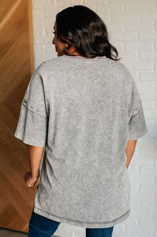 Unbothered Mineral Wash Top in Grey - 1985 the VAULT Boutique