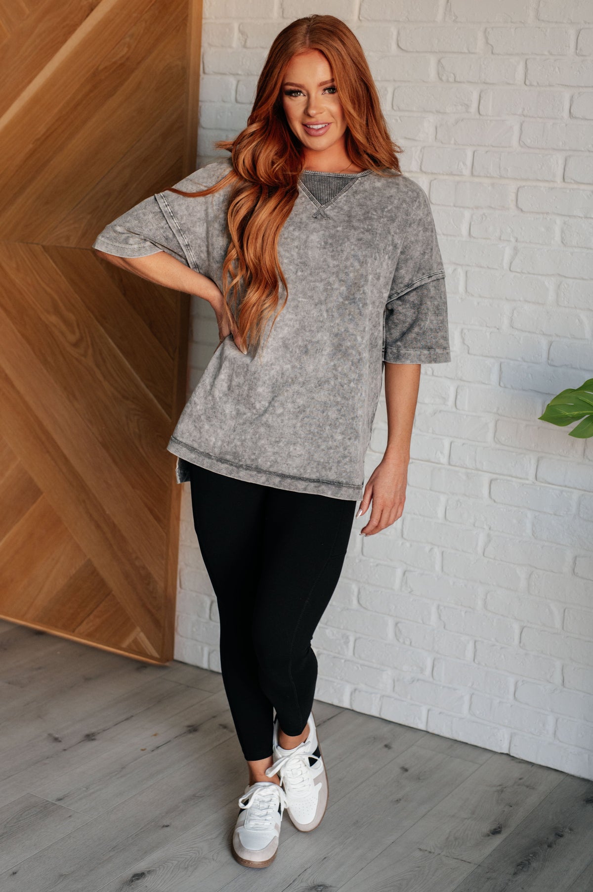 Unbothered Mineral Wash Top in Grey - 1985 the VAULT Boutique