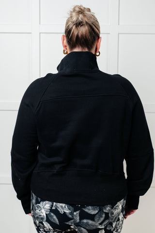 Under Her Spell Half Zip Pullover in Black - 1985 the VAULT Boutique