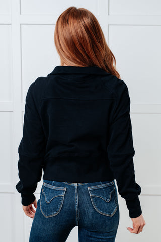 Under Her Spell Half Zip Pullover in Black - 1985 the VAULT Boutique