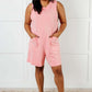Up and Running Mineral Wash Romper in Coral Pink - 1985 the VAULT Boutique