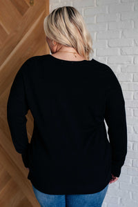 V-Neck Front Seam Sweater in Black - 1985 the VAULT Boutique