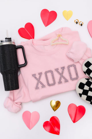 Embroidered XOXO Glitter Sweatshirt in Four Colors - 1985 the VAULT Boutique