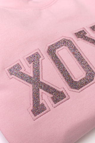 Embroidered XOXO Glitter Sweatshirt in Four Colors - 1985 the VAULT Boutique