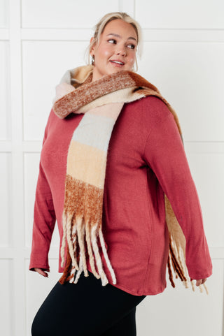 Wanderlust Wrap Oversized Plaid Fringe Scarf in Light Brown - 1985 the VAULT Boutique