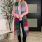 Wanderlust Wrap Oversized Plaid Fringe Scarf in Magenta and Teal