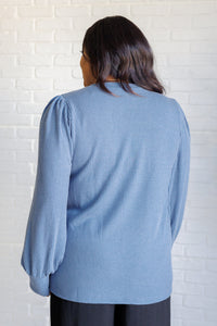 When the Sun Goes Down Mineral Wash Ribbed Knit Top in Vintage Denim - 1985 the VAULT Boutique