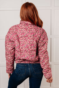 Wish Me Well Floral Printed Puffer Jacket in Rose Multi - 1985 the VAULT Boutique