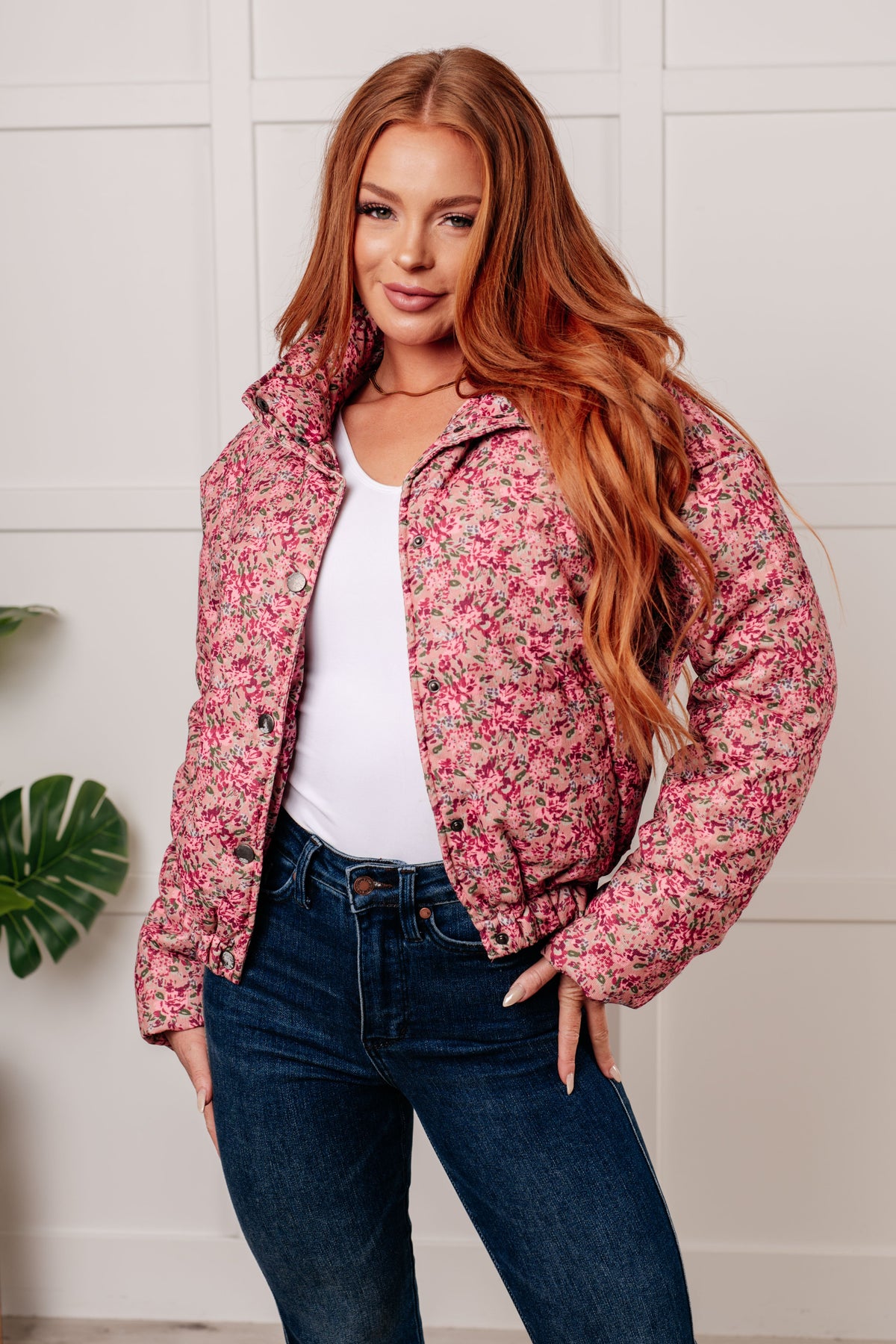 Wish Me Well Floral Printed Puffer Jacket in Rose Multi - 1985 the VAULT Boutique