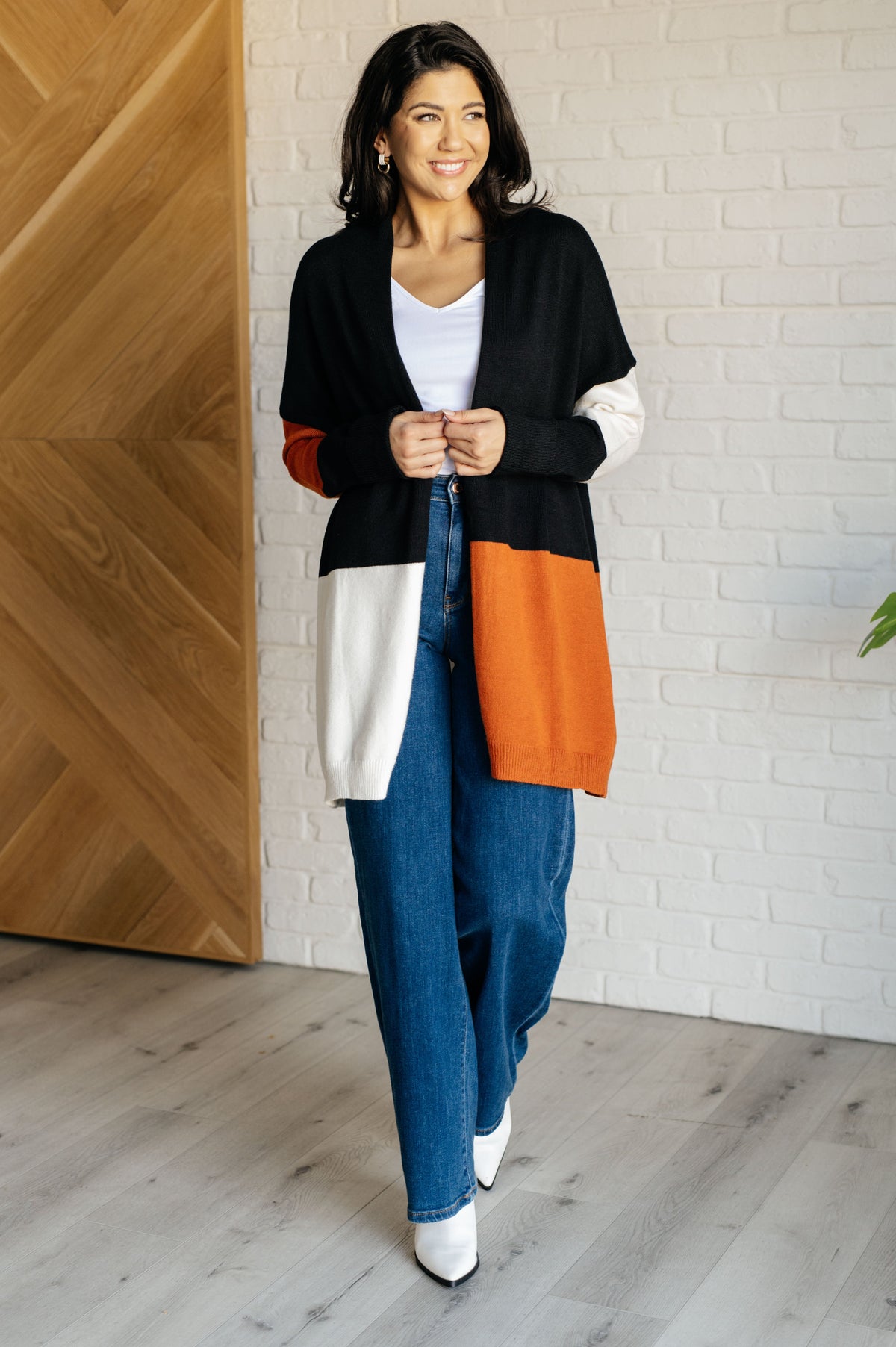 Writer's Block Color Block Open Front Cardigan - 1985 THE VAULT