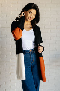 Writer's Block Color Block Open Front Cardigan - 1985 THE VAULT