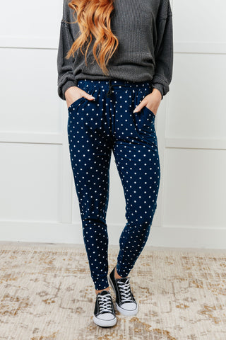 Your New Favorite Joggers in White Polka Dot - 1985 the VAULT Boutique