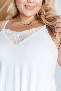 A Gleam in Her Eyes Lace Detail Cami in Ivory - Happily Ever Atchison Shop Co.