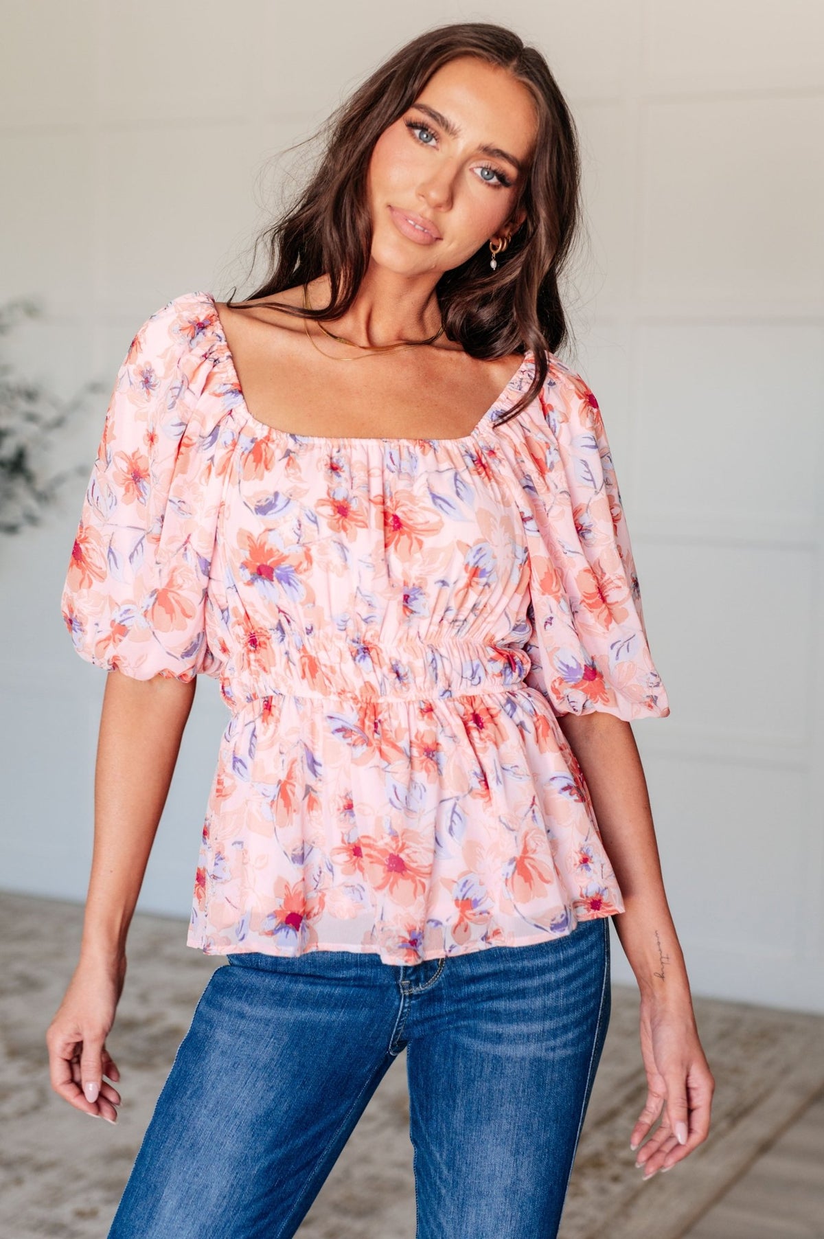 A Powerful Force Square Neck Balloon Sleeve Blouse - Happily Ever Atchison Shop Co.