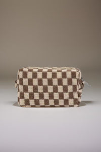 Zenana Checkered Pattern Knitted Cosmetic Pouch - 1985 the VAULT Boutique