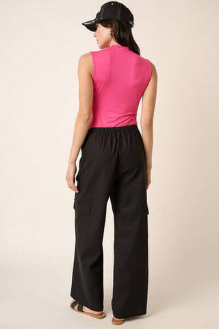 Mittoshop Linen Wide Leg Elastic Waist Cargo Pants - 1985 the VAULT Boutique