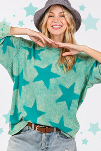 SAGE + FIG Mineral Wash Star Pattern T-Shirt - 1985 the VAULT Boutique