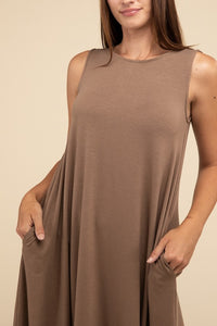 Basic Sleeveless Flared Dress with Side Pockets - 1985 the VAULT Boutique