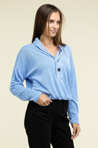 Textured Line Elastic Waist Pullover Top - 1985 the VAULT Boutique